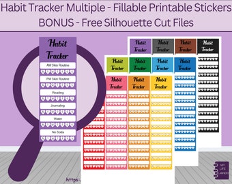 Fillable Habit Tracker Planner Stickers: Happy Planner, Erin Condren (Digital Download)