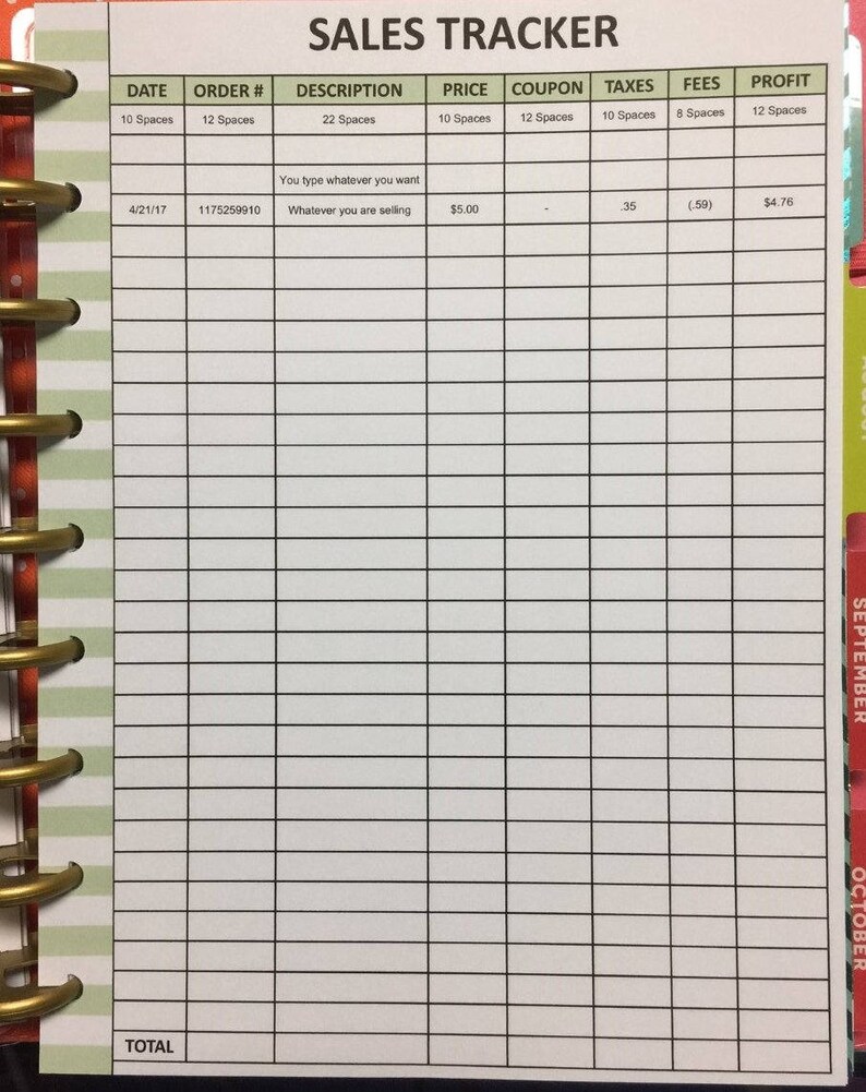 CLASSIC Happy Planner Salestracker Inserts Editable Printable Etsy