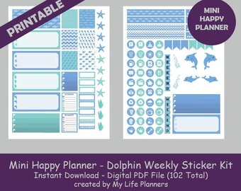Dolphin CLASSIC Happy Planner Printable Stickers Weekly Kit | Etsy
