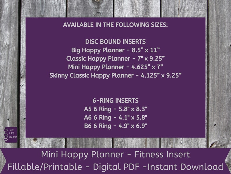 Mini Fitness Happy Planner Inserts Printable Happy Planner Etsy