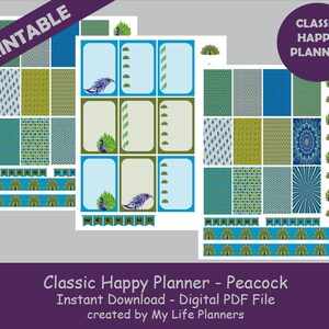 Peacock CLASSIC Happy Planner Printable Stickers Weekly Kit - Etsy