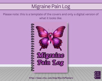 Migraine Pain Log, Chronic Pain Log, Chronic Pain Tracker, Illness Symptom Log, Health Pain Log, Wire O Bound Journal, 5"x7