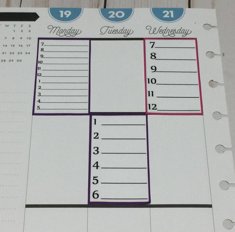 Vertical Hourly Planner Stickers Hourly Stickers Hourly - Etsy