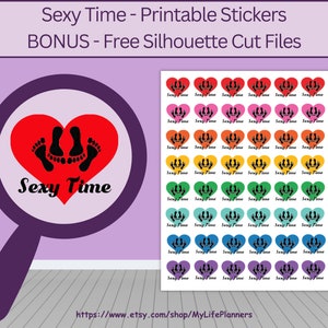 Sexy Time, Erwachsene Zeit, Sex Tracker Planer Aufkleber, Sex Aufkleber, druckbare Aufkleber, Erin Condren, glücklich Planer, PDF-Download