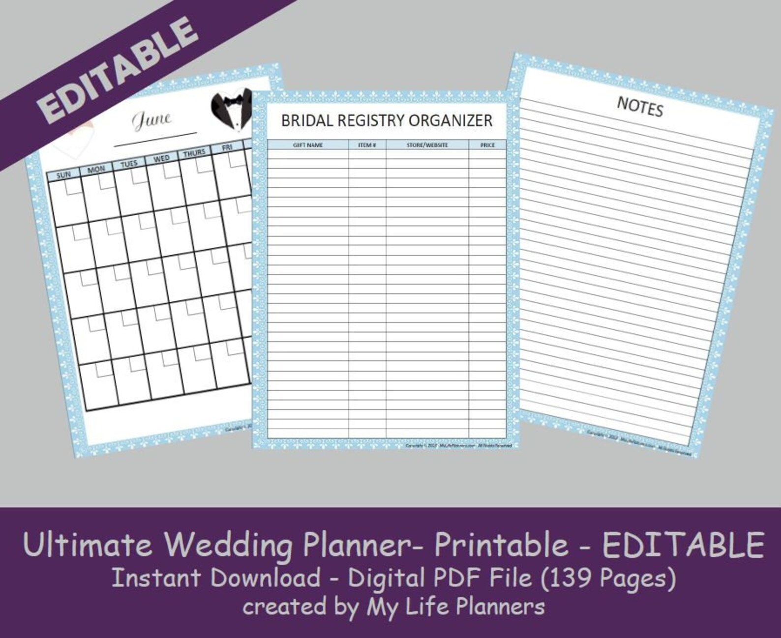 Ultimate Wedding Planner Printable Blue Wedding Organizer | Etsy