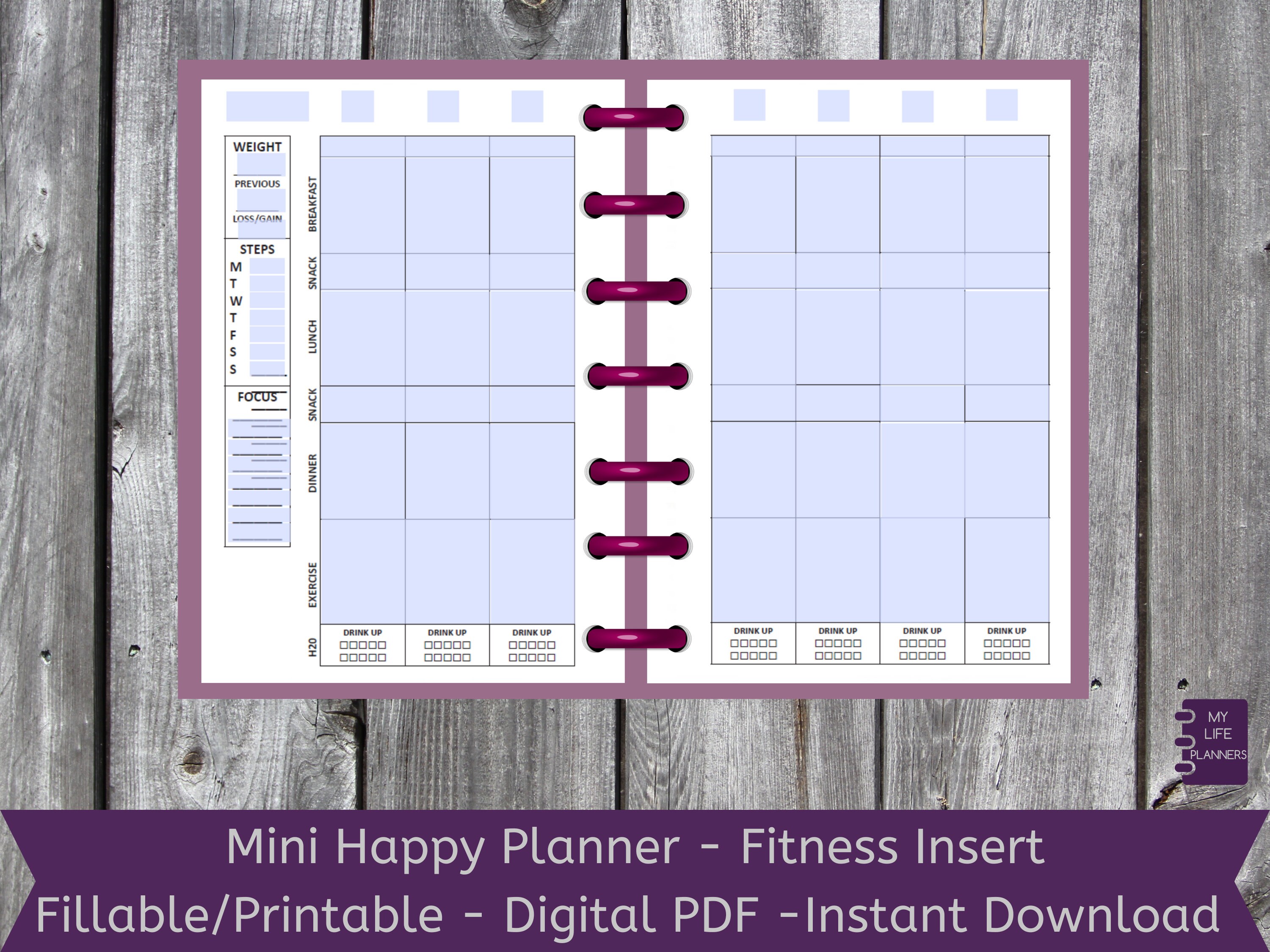 Mini Fitness Happy Planner Inserts Printable Happy Planner Etsy
