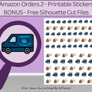 Amazon-bestelling verzonden geleverd afdrukbare stickers, Amazon, leveringstracker, verzonden, plannerstickers, digitale PDF-download