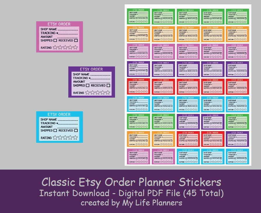 CLASSIC Happy Planner Etsy Order Stickers Printable Planner Etsy