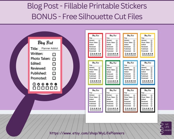 Blog Post Planner Stickers: Fillable Printable Stickers (PDF Digital Download)