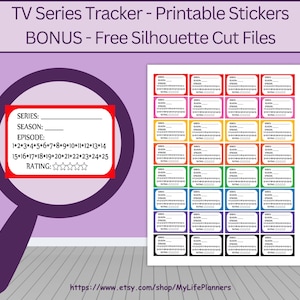 TV Series Tracker Stickers: Classic Happy Planner (PDF Download)