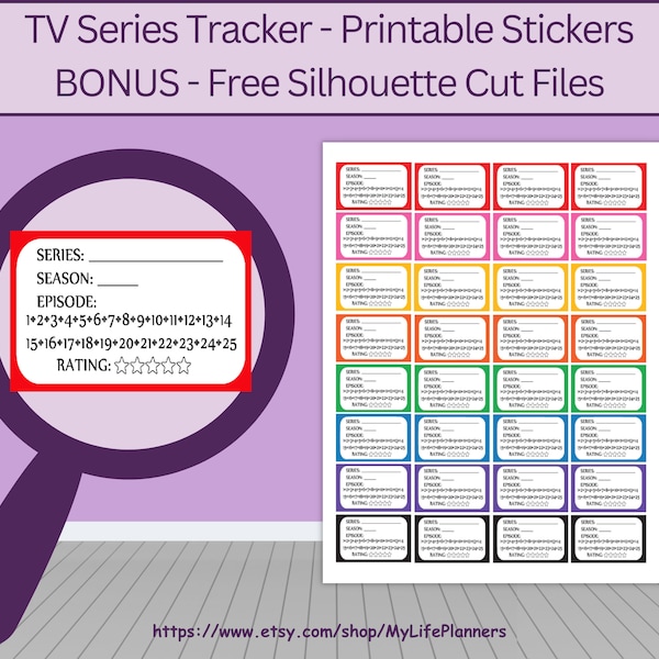 TV Series Tracker Stickers: Classic Happy Planner (PDF Download)
