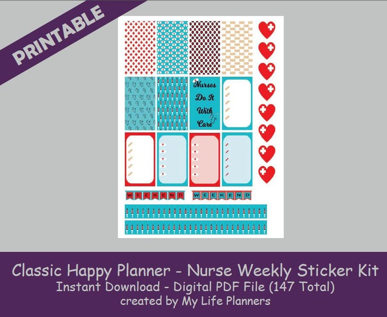 Nurse Kit CLASSIC Happy Planner Printable Stickers Weekly Etsy