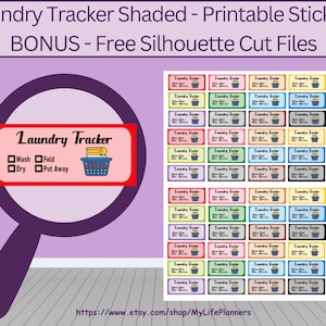 Laundry Tracker Stickers: Planner Organization (PDF Digital Download)