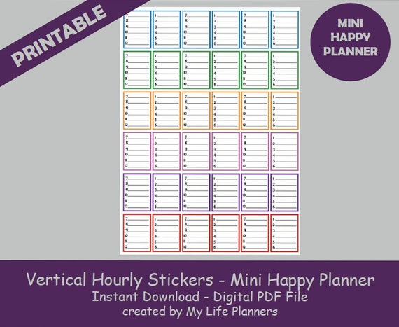 Vertical Hourly Planner Stickers Hourly Stickers Hourly | Etsy