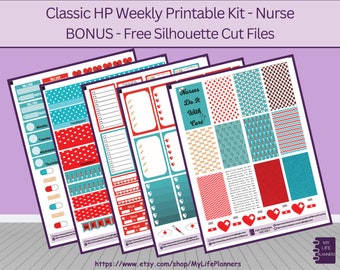 Nurse Kit CLASSIC Happy Planner Printable Stickers, Classic Happy Planner, Instant Download, PDF, Silhouette Cut Files Included