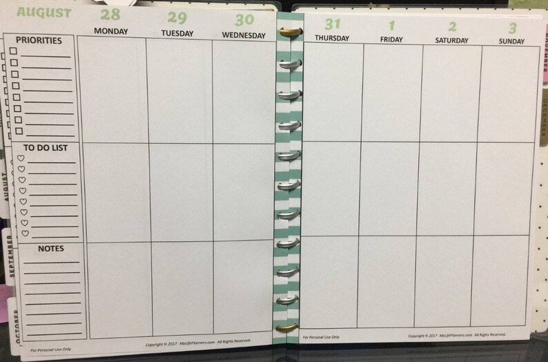 Printable Weekly Planner Vertical Weekly Planner Weekly Planner Big 