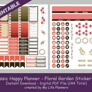 Floral Garden CLASSIC Happy Planner Printable Stickers Weekly - Etsy