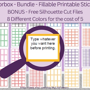 Color Box Planner Stickers: Fillable Printable Bundle (PDF Download)