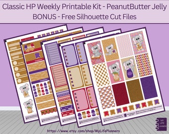 Peanutbutter Jelly Sticker Kit, CLASSIC Happy Planner Printable Stickers, Instant Download, PDF, Silhouette Cut Files Included