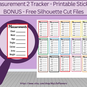 Measurement2, Shaded, Printable Planner Stickers, Printable Stickers, Measurement Tracker, Happy ...