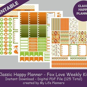 Fox Love CLASSIC Happy Planner Printable Stickers Weekly - Etsy