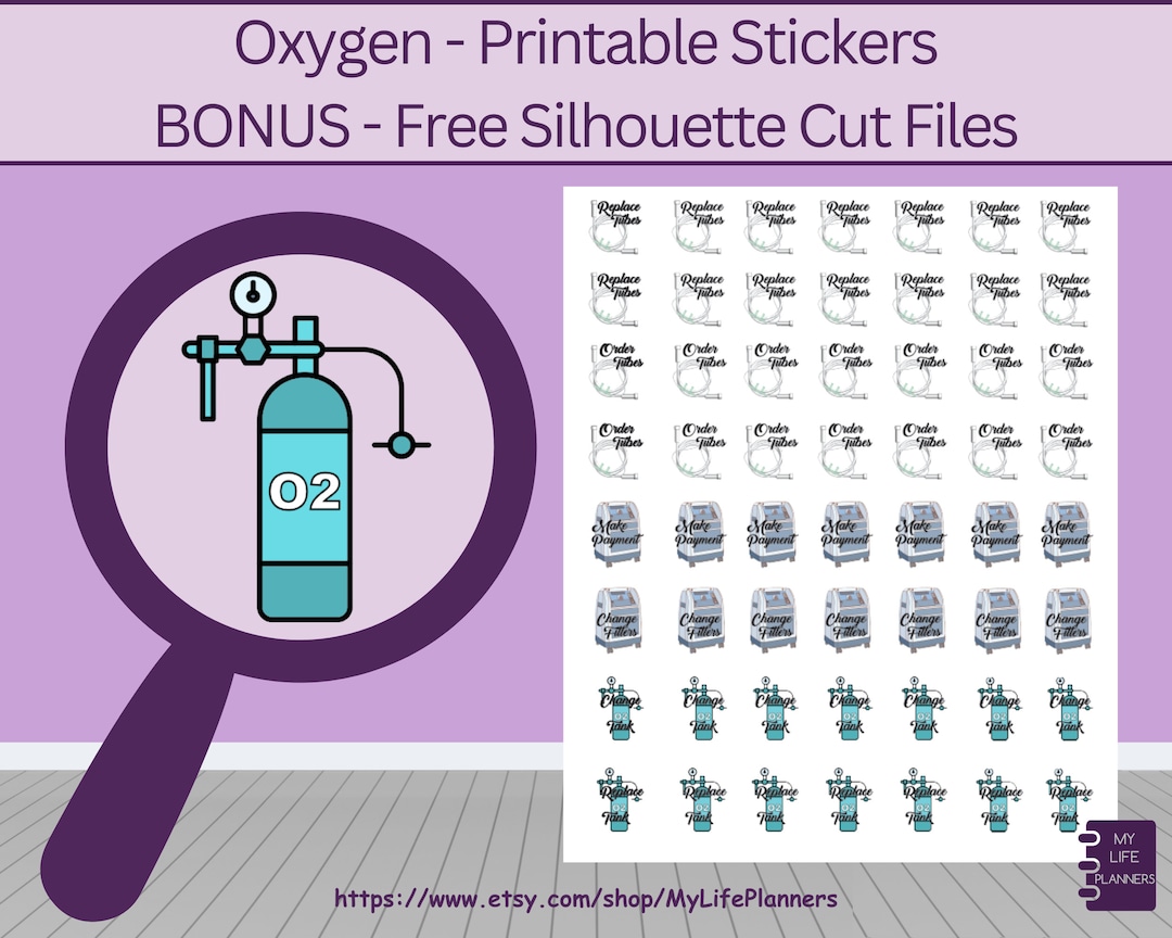 Oxygen Stickers, O2 Sticker, Printable, Oxygen Reminder, Breathing