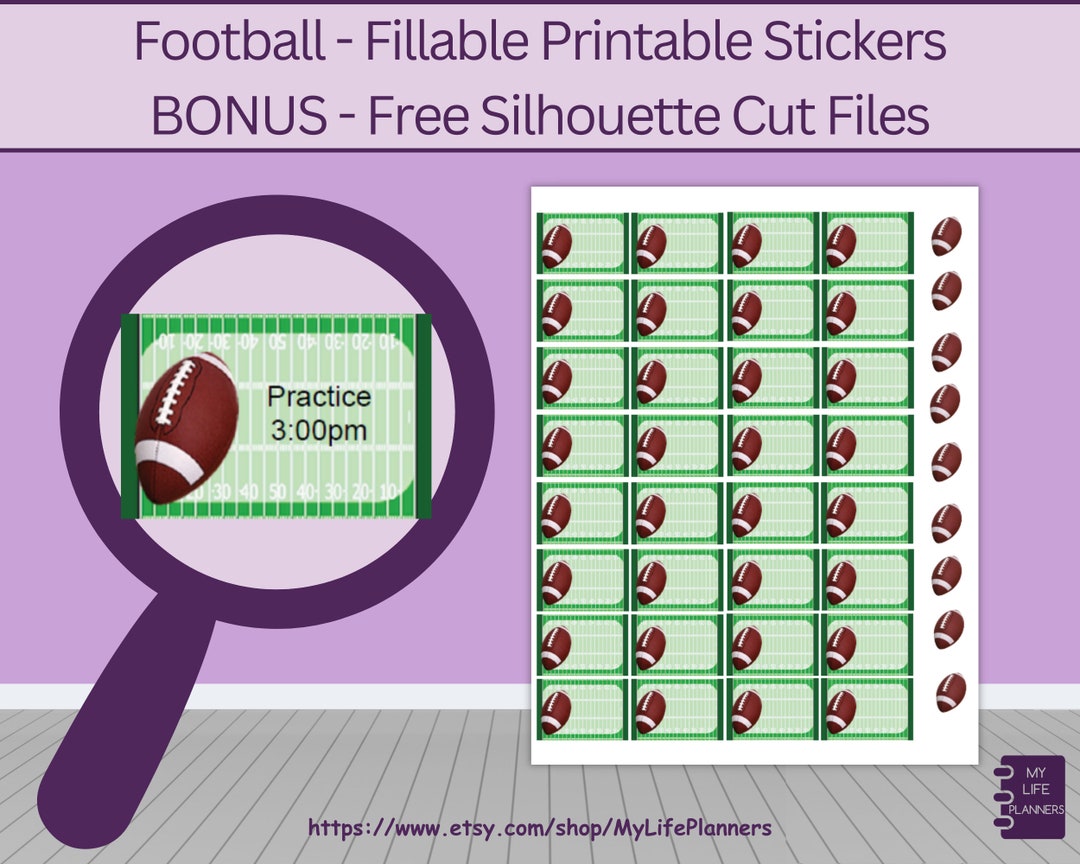 Football Stickers, Fillable, Printable Planner Stickers, CLASSIC Happy ...