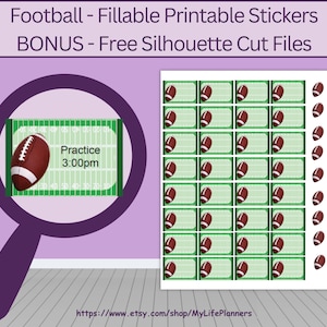 Fillable Football Planner Stickers: Classic Size (PDF Digital Download)