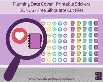 Date Cover Stickers, Planning, Countdown Stickers, Number Stickers, Planner Stickers, Printable, PDF Digital Download