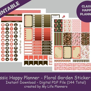 Floral Garden CLASSIC Happy Planner Printable Stickers Weekly - Etsy