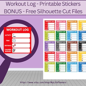 Workout Log Stickers: Classic Fitness Happy Planner (PDF Download)