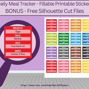 Täglicher Meal Tracker Aufkleber, Meal Tracker, Mahlzeiten, befüllbar, befüllbare Aufkleber, druckbare Aufkleber, Planner Aufkleber, digitaler PDF Download