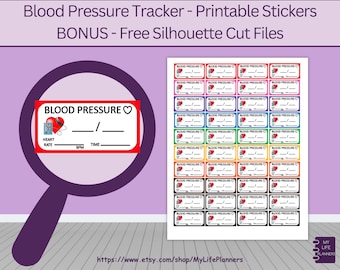 Bloeddruktrackerstickers, klassieke plannerstickers (pdf-download)