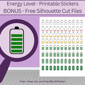Sticker Graph Battery Energy Level Battery Planner Stickers: Printable Stickers (PDF Digital ...