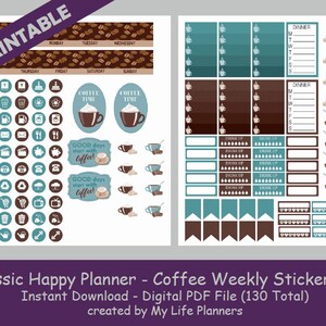 Coffee CLASSIC Happy Planner Printable Stickers Weekly Kit - Etsy