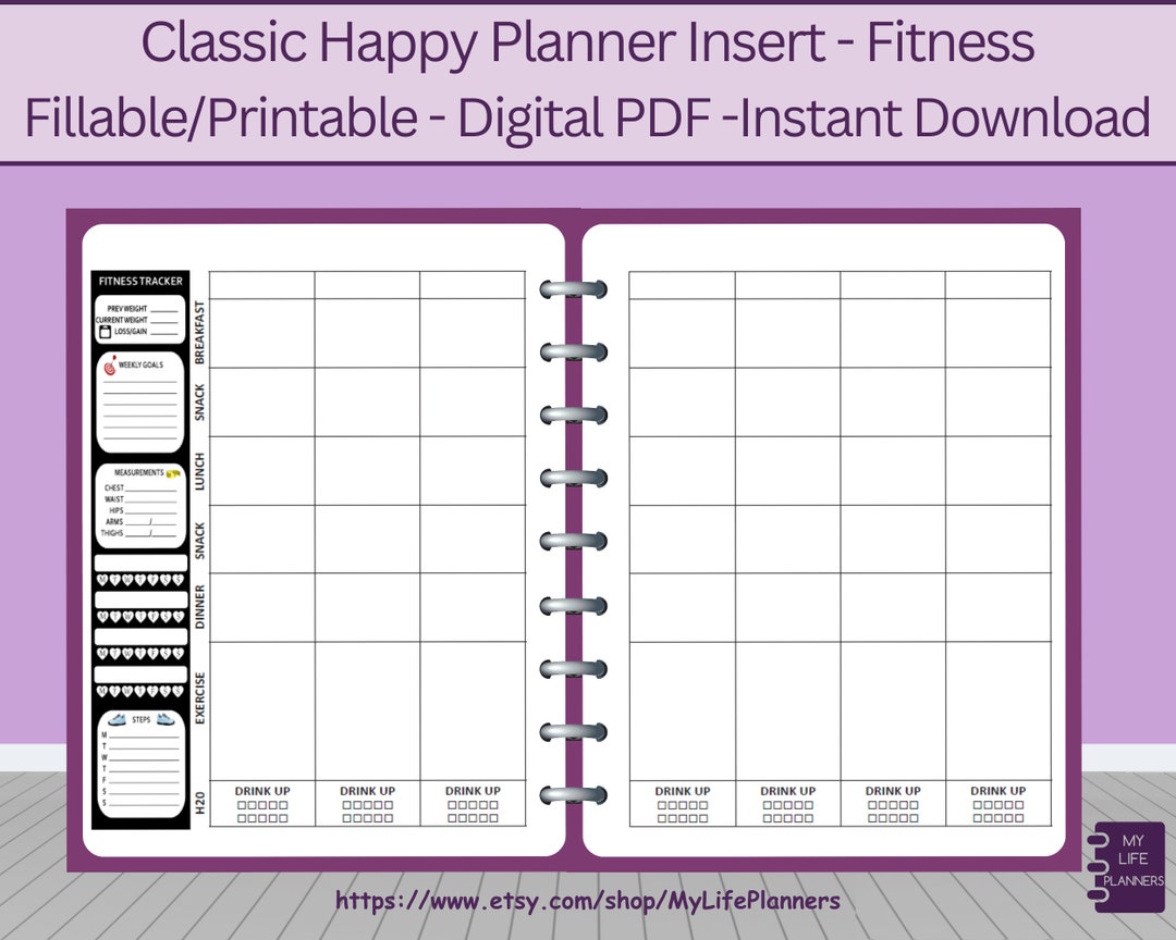 Fitness Happy Planner Inserts, Printable, Fillable, Happy Planner ...