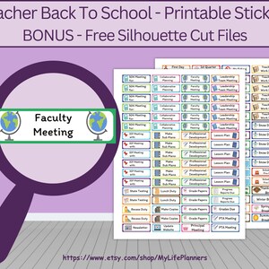 Leraar terug naar school afdrukbare stickers, leraar gelukkig planner, planner stickers, leraar, school, PDF digitale download
