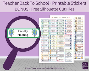 Teacher Planner Stickers: Back to School, Happy Planner (PDF Digital Download)