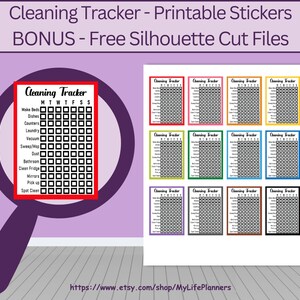 Reinigung Tracker druckbare Planer Aufkleber, Reinigung Aufkleber, Planer Aufkleber, glücklicher Planer, Erin Condren, PDF Digital Download