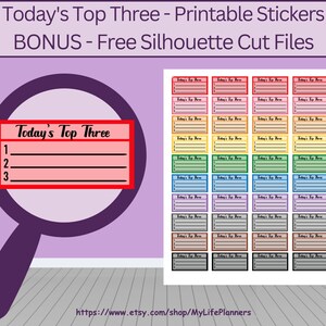 Today&#39;s Top Three Planner Stickers: Printable PDF (Happy Planner, Erin Condren)
