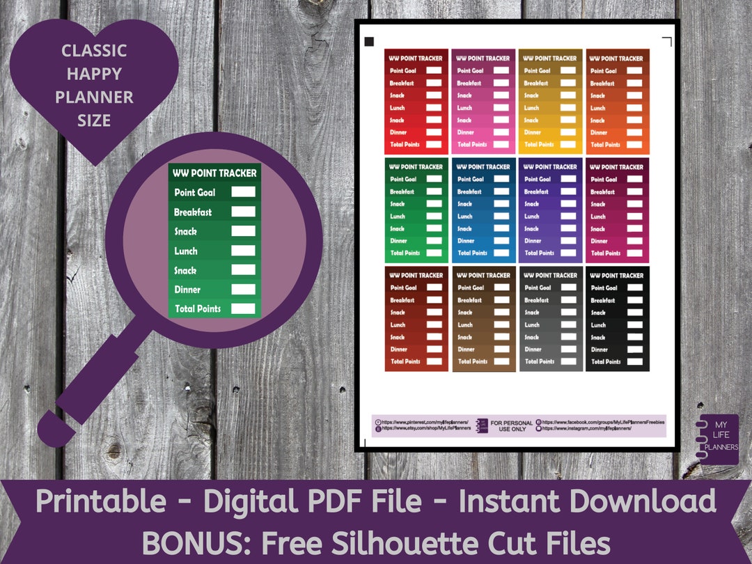 Weight Watcher Point Tracker Printable Planner Stickers - Etsy