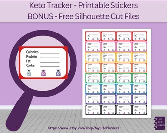 Keto Macro Tracker-klistermärken: MAMBI Classic Happy Planner (PDF-nedladdning)