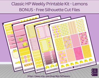 Pink Lemonade CLASSIC Happy Planner Printable Stickers, Classic Happy Planner, Instant Download, PDF, Silhouette Cut Files Included