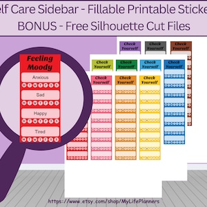 Self Care Weekly Tracker Stickers: Fillable Printable Planner (PDF Digital Download)
