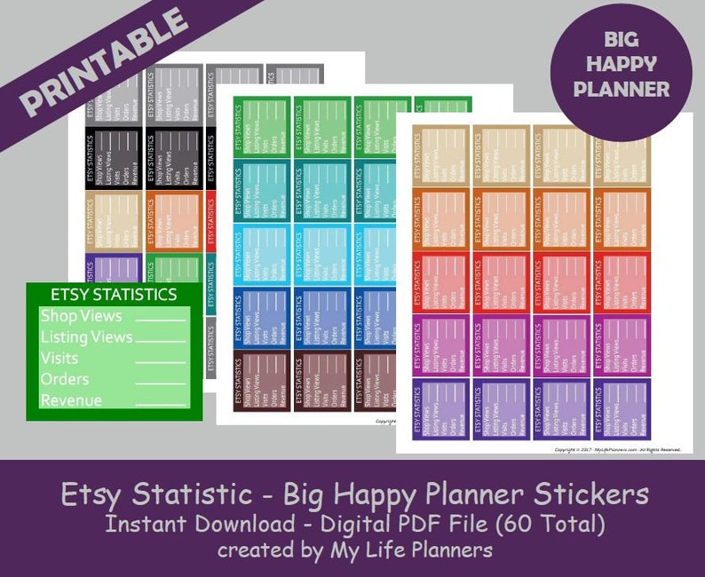 Etsy Statistic BIG Happy Planner Stickers Printable Planner Etsy