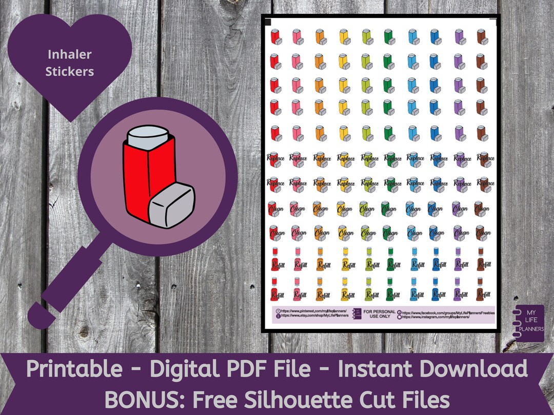 Inhaler Stickers Printable Stickers Planner Stickers - Etsy