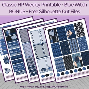 Blue Witch Planner Stickers, CLASSIC Happy Planner Weekly Kit (PDF Download)