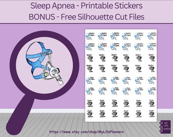Sleep Apnea, CPap, CPap Stickers, CPap Reminder, Breathing Treatments, Sleep Care, Printable Sticker, Planner Sticker, PDF Download