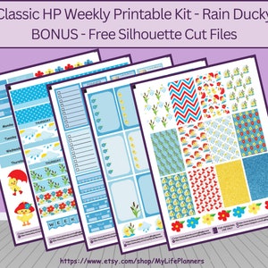 Rainy Ducky, autocollants imprimables CLASSIC Happy Planner, Happy Planner classique, téléchargement immédiat, PDF, fichiers de coupe Silhouette inclus