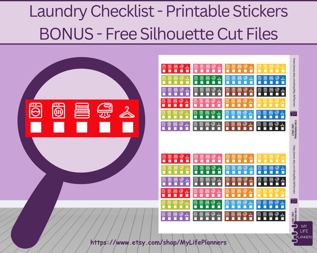 Laundry Checklist, Laundry, Checklist, Tracker, Printable Stickers